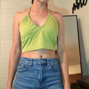 green crop top